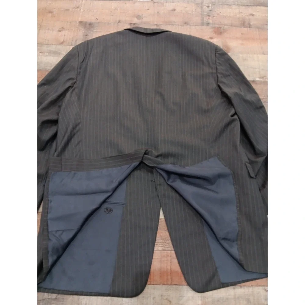 Loro Piana Hickey Freeman‎ Tasmania 120 Pinstripe Wool Blazer Brown 50L 2248